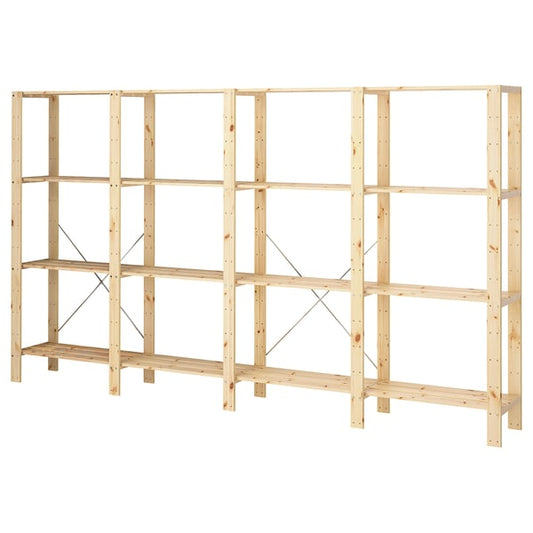 HEJNE - 4 sections/shelves, pine, 307x31x171 cm - Width: 307 cmDepth: 31 cmHeight: 171 cmMaximum load/shelf: 35 kg