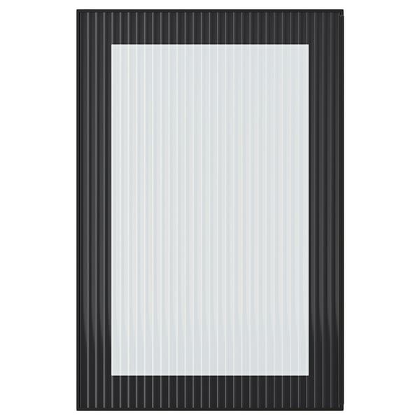 HEJSTA glass door, anthracite/reeded glass, 40x60 cm