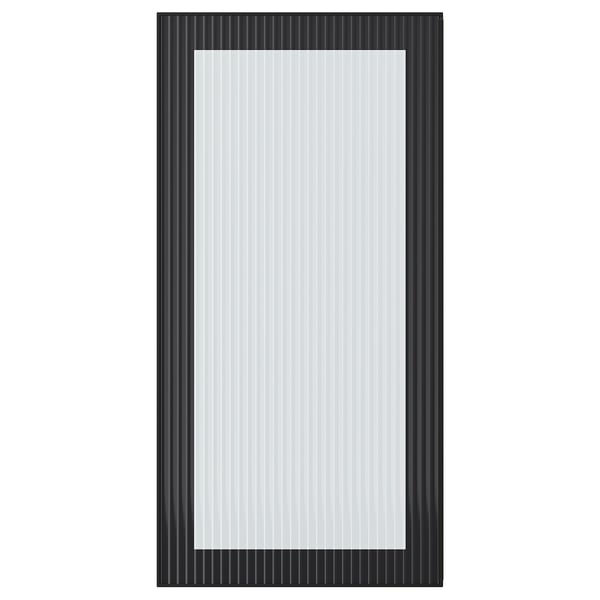 HEJSTA glass door, anthracite/reeded glass, 40x80 cm