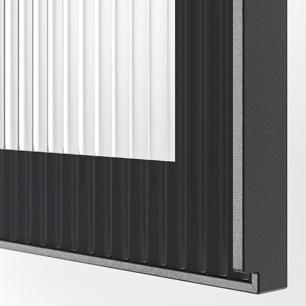 HEJSTA - Glass door, anthracite/reeded glass, 30x60 cm