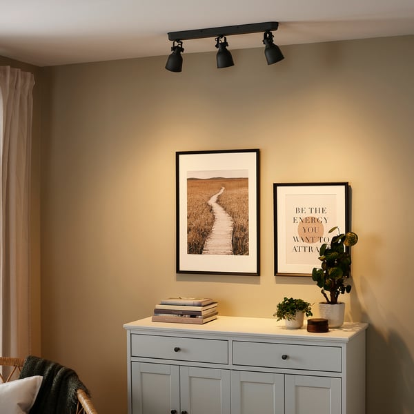 HEKTAR ceiling track, 3-spots, dark grey, 9 cm