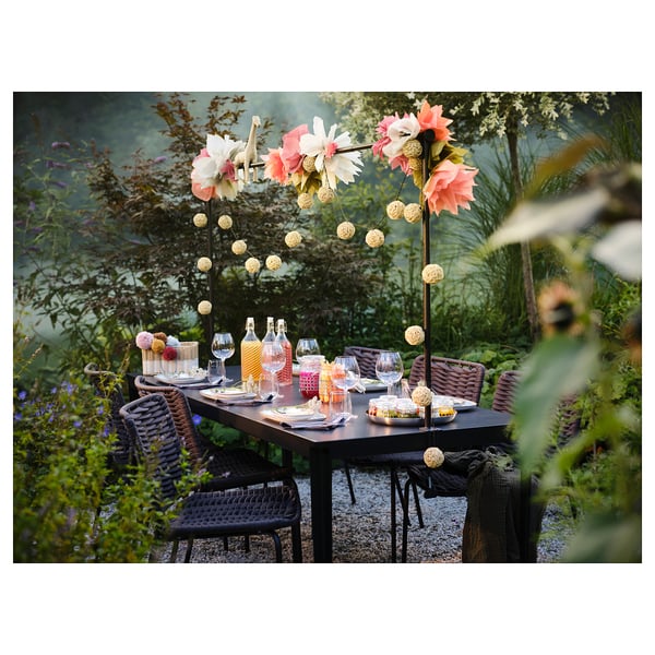 HELGEÖ decorating rod for table, black adjustable/outdoor indoor, 115/235x116 cm