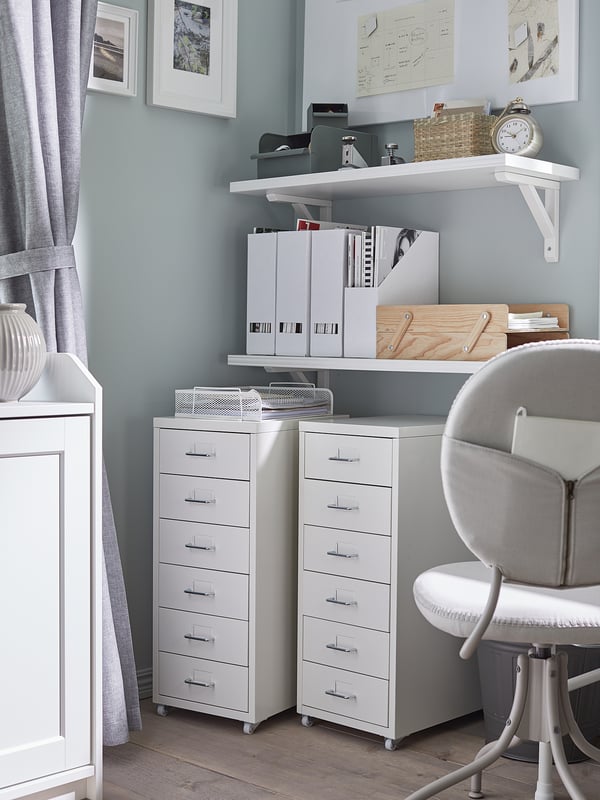 HELMER drawer unit on castors, white, 28x69 cm