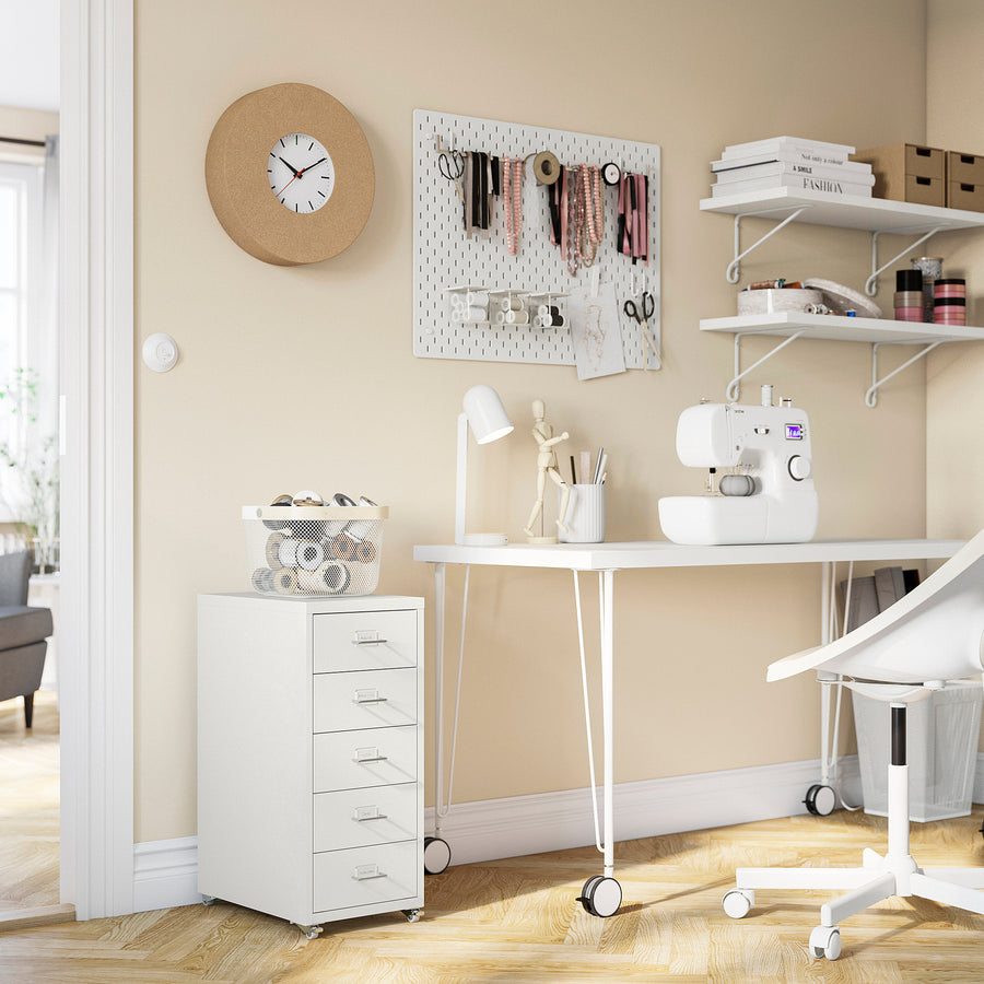 HELMER drawer unit on castors, white, 28x65 cm