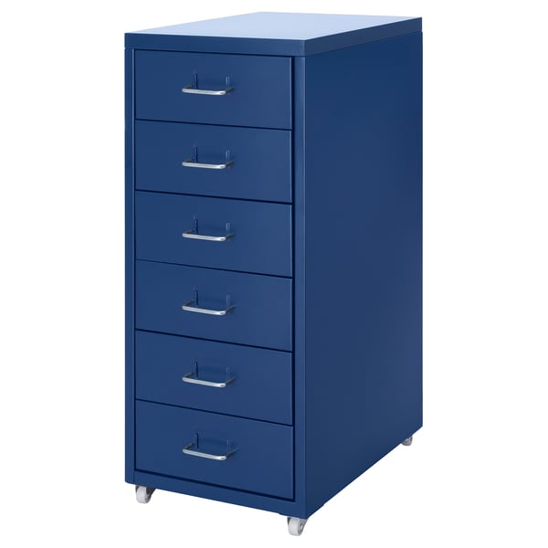 HELMER drawer unit on castors, blue, 28x69 cm