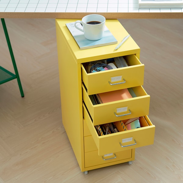 HELMER - Drawer unit on castors, yellow, 28x69 cm