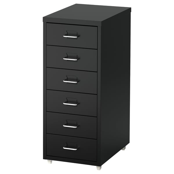 HELMER drawer unit on castors, black, 28x69 cm