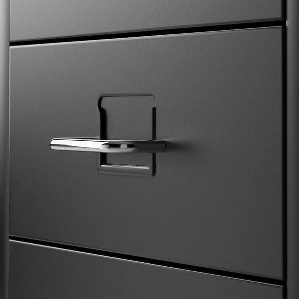 HELMER drawer unit on castors, black, 28x69 cm