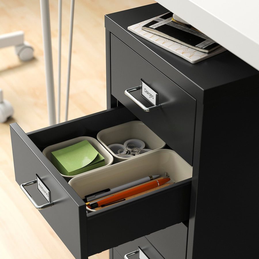 HELMER drawer unit on castors, black, 22x65x37 cm