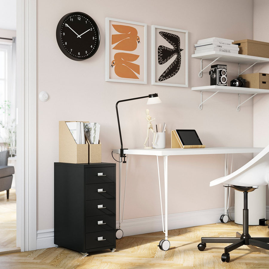 HELMER drawer unit on castors, black, 22x65x37 cm
