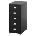 HELMER drawer unit on castors, black, 22x65x37 cm