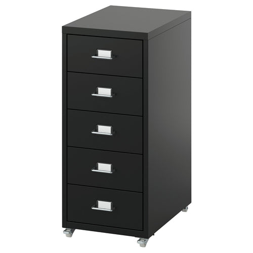 HELMER drawer unit on castors, black, 22x65x37 cm