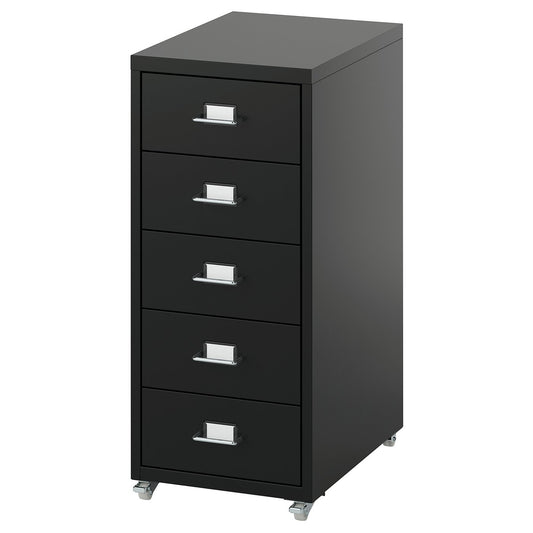 HELMER drawer unit on castors, black, 22x65x37 cm