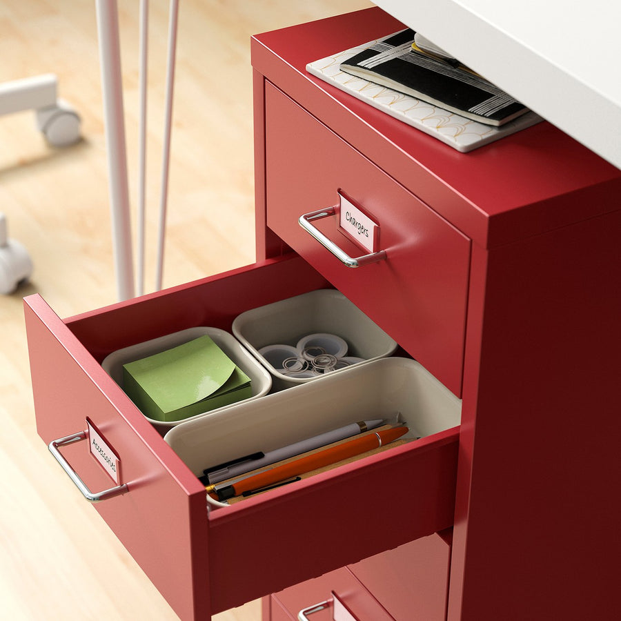 HELMER drawer unit on castors, red, 28x44x65 cm