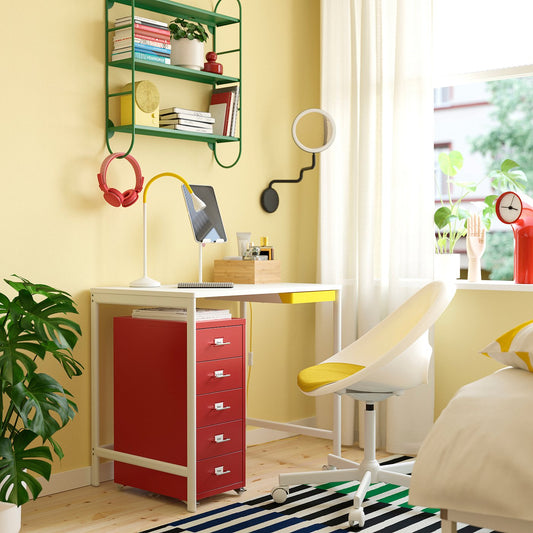 HELMER drawer unit on castors, red, 28x44x65 cm