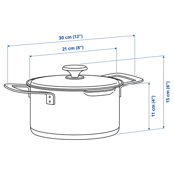 HEMKOMST pot with lid, stainless steel/glass, 3 l