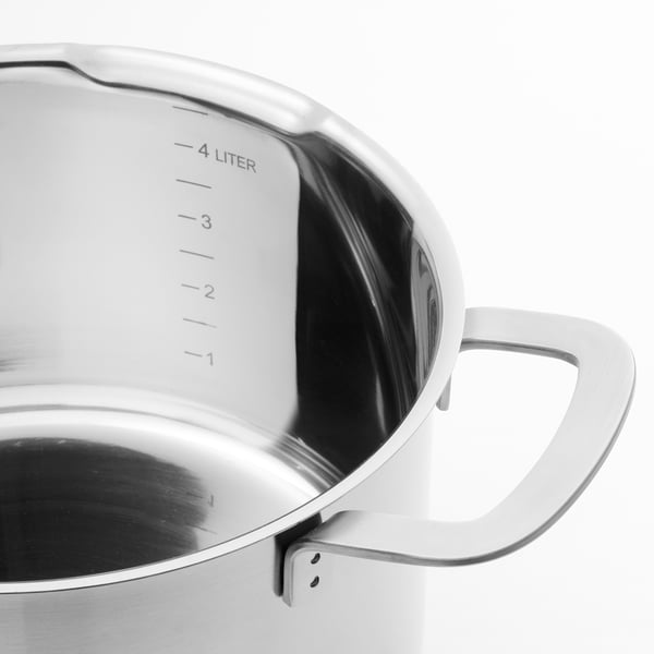 HEMKOMST pot with lid, stainless steel/glass, 5 l