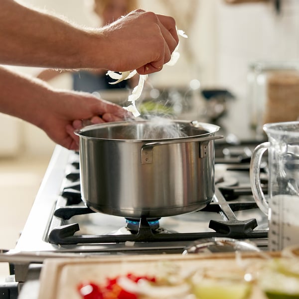 HEMKOMST - HEMKOMST Pot with lid, stainless steel/glass, 3 l