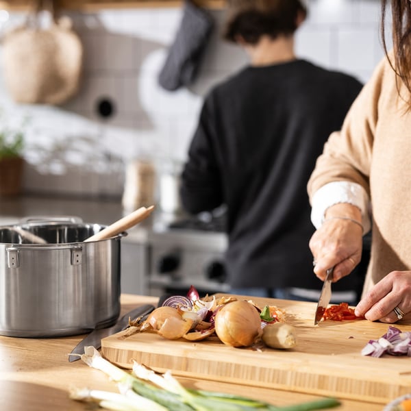 HEMKOMST pot with lid, stainless steel/glass, 5 l