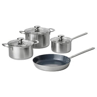 HEMKOMST - 7-piece cookware set, stainless steel
