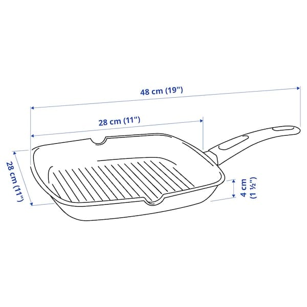 Ikea HEMLAGAD - Grilling pan, nonstick coating black,28x28 cm