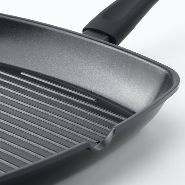 HEMLAGAD grill pan, non-stick coating black, 28x28 cm