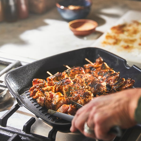 HEMLAGAD grill pan, non-stick coating black, 28x28 cm