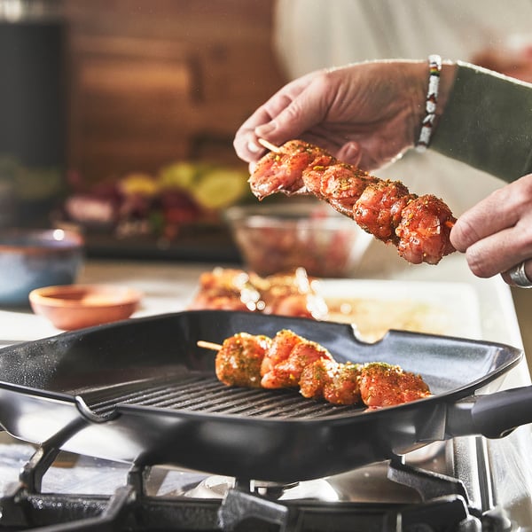 HEMLAGAD grill pan, non-stick coating black, 28x28 cm