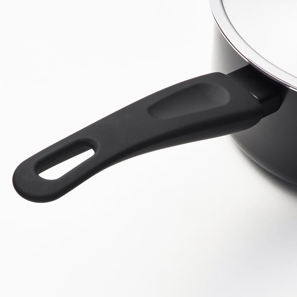 HEMLAGAD saucepan with lid, non-stick coating black, 2 l