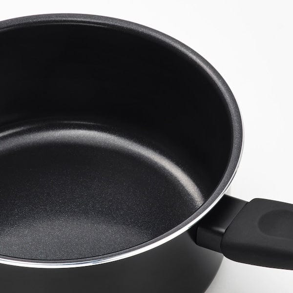 Ikea HEMLAGAD - Casserole dish with lid, nonstick coating black,2 l