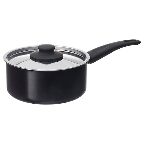 HEMLAGAD saucepan with lid, non-stick coating black, 2 l