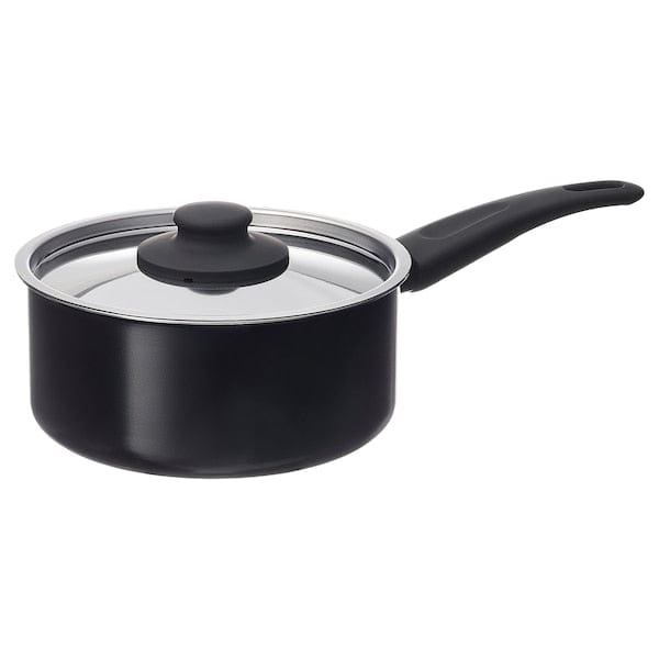 HEMLAGAD - Saucepan with lid, non-stick coating black, 2 l
