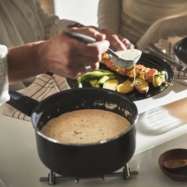 HEMLAGAD - HEMLAGAD Saucepan with lid, non-stick coating black, 2 l