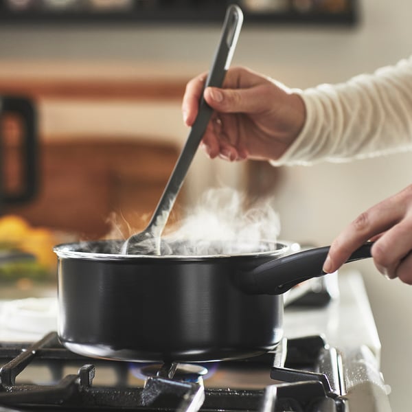 HEMLAGAD saucepan with lid, non-stick coating black, 2 l