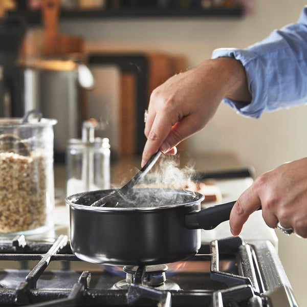 HEMLAGAD saucepan, non-stick coating black, 1 l