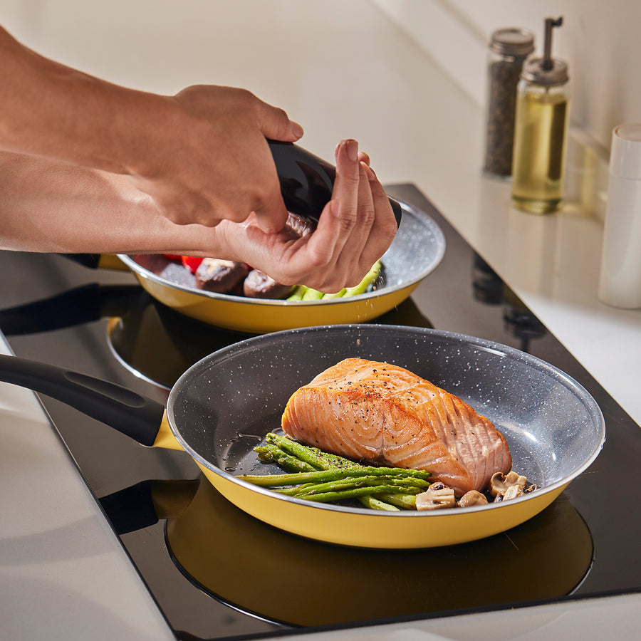 HEMLAGAD frying pan, non-stick coating yellow, 28 cm