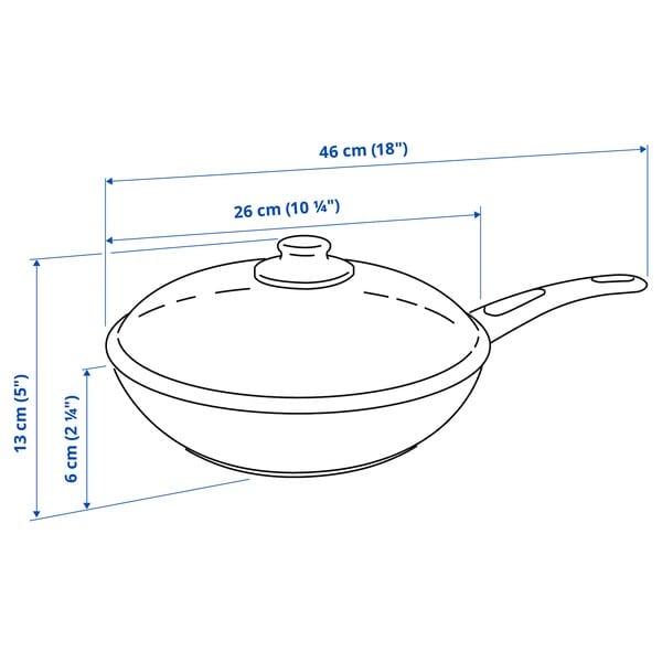 Ikea HEMLAGAD - Sauté pan with lid, nonstick coating black,26 cm