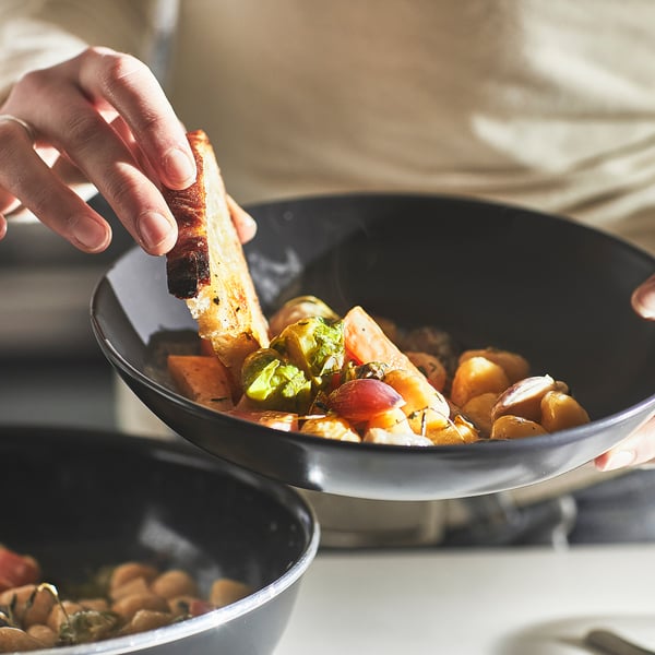 HEMLAGAD sauté pan with lid, non-stick coating black, 26 cm