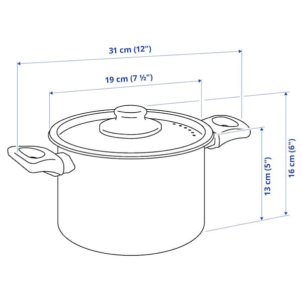 Ikea HEMLAGAD - Pot with lid, nonstick coating black,3 l