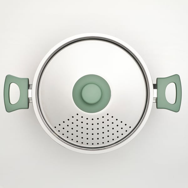 HEMLAGAD 6-piece cookware set, non-stick coating light grey-green/grey