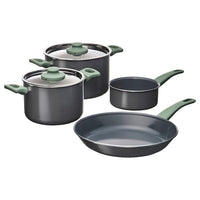 HEMLAGAD 6-piece cookware set, non-stick coating light grey-green/grey