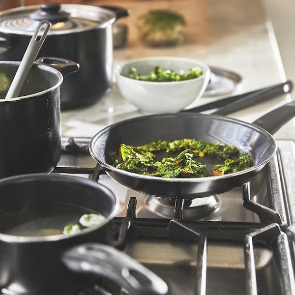 Ikea HEMLAGAD - Cookware set, 6 pieces, nonstick coating black