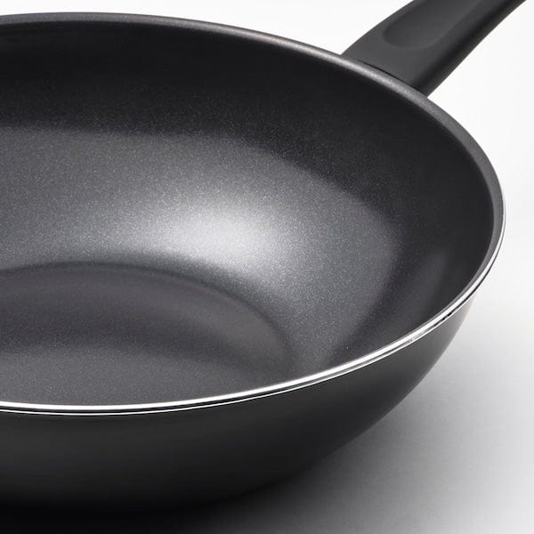 Ikea HEMLAGAD - Wok con coperchio, rivestimento antiaderente nero,28 cm