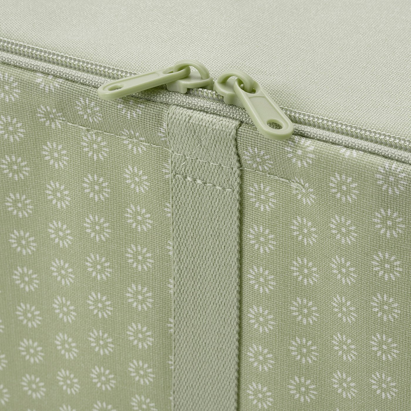 HEMMAFIXARE storage case, flower/pale grey-green, 69x51x19 cm