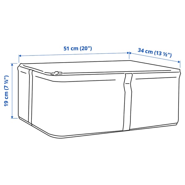 HEMMAFIXARE storage case, fabric striped/white/grey, 34x51x19 cm