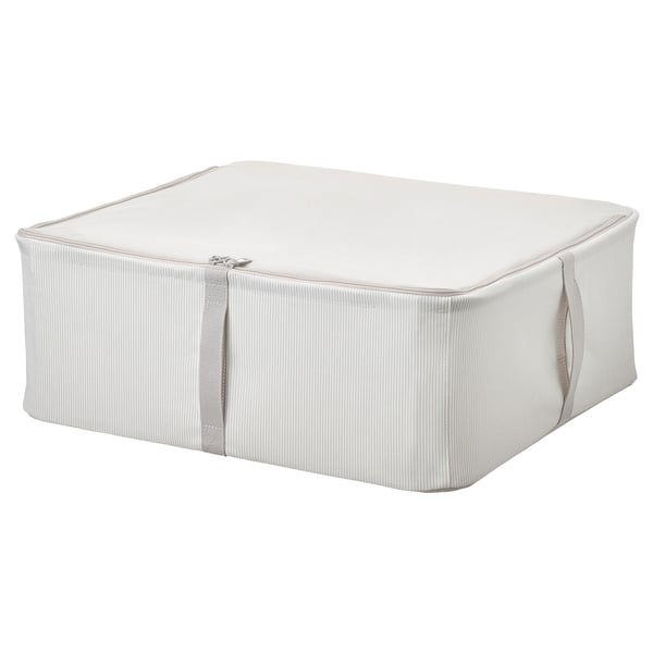 HEMMAFIXARE storage case, fabric striped/white/grey, 44x51x19 cm