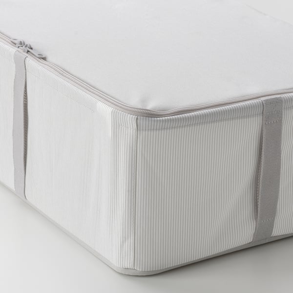 HEMMAFIXARE - HEMMAFIXARE Storage case, fabric striped/white/grey, 34x51x19 cm