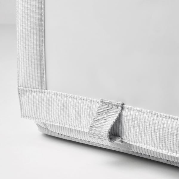 HEMMAFIXARE shoe box, fabric striped/white/grey, 23x34x19 cm, 2 pack