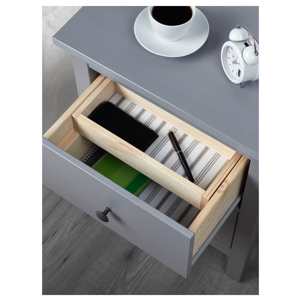 HEMNES chest of 2 drawers, grey stained, 54x66 cm