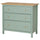 HEMNES - HEMNES Chest of 3 drawers, grey-green/light brown stained, 108x96 cm